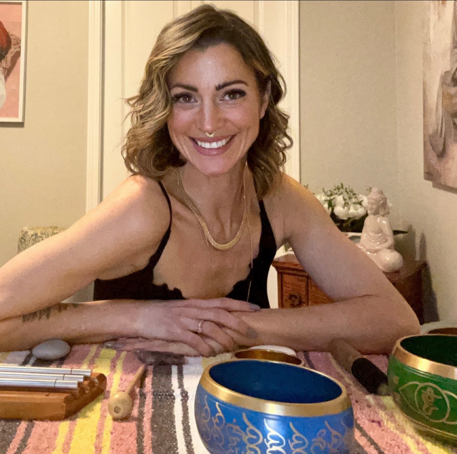 Lisa with singing bowls